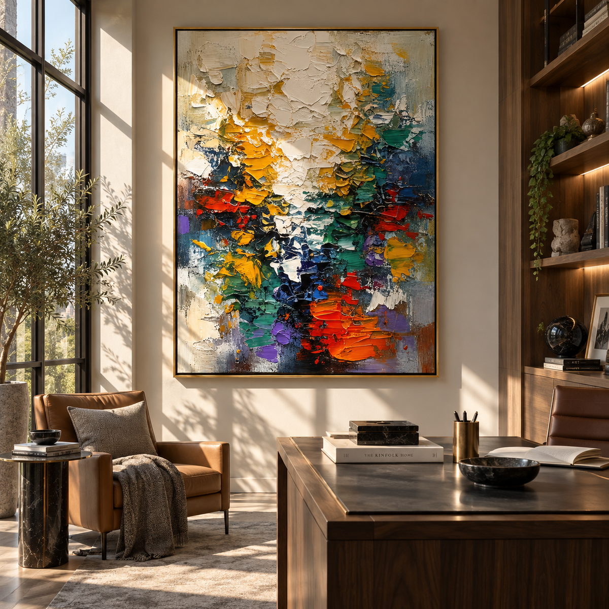 Color Fragments Rise vertical painting styled as a refined focal point