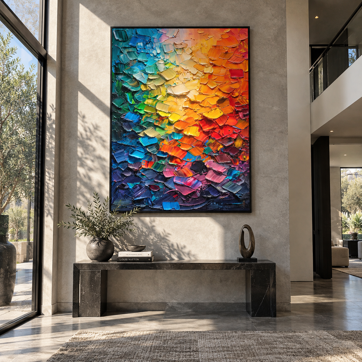 Spectrum Tiles Bloom displayed with natural materials and modern decor