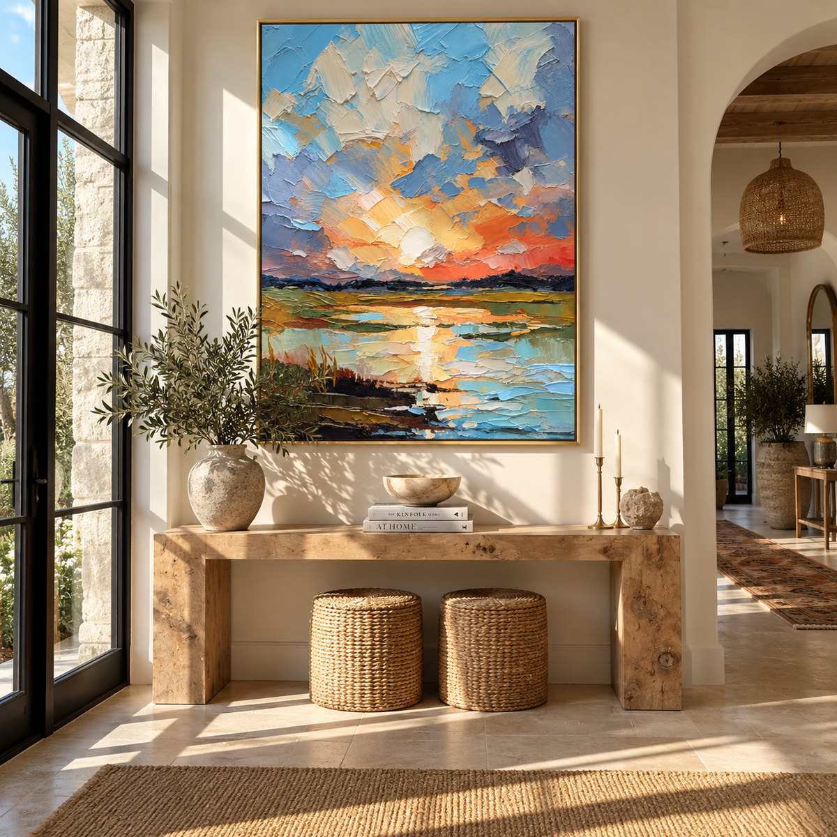 Sunset Breaks Over Water presented in an alternate room setting