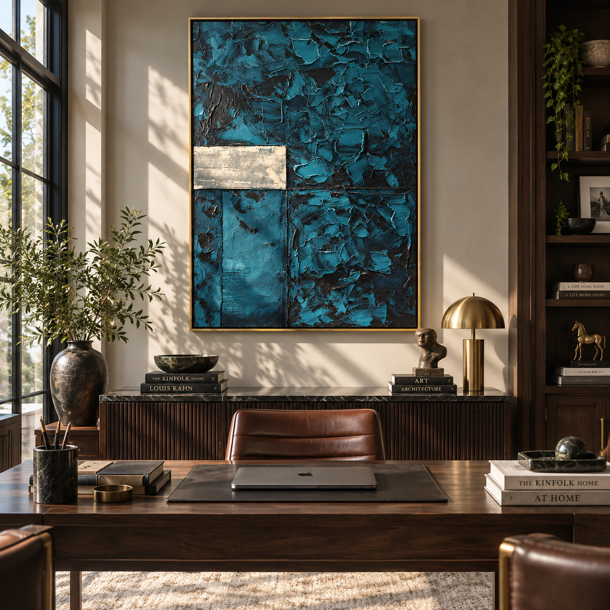 Teal Window Within presented in an alternate room setting