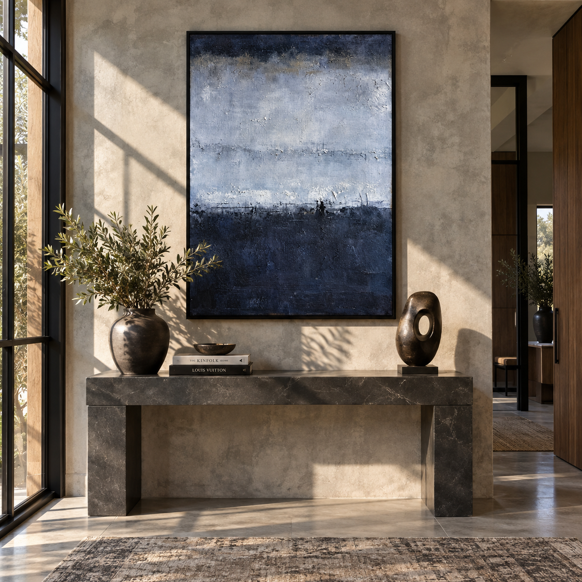 Fog Settles Over Blue presented in an alternate room setting