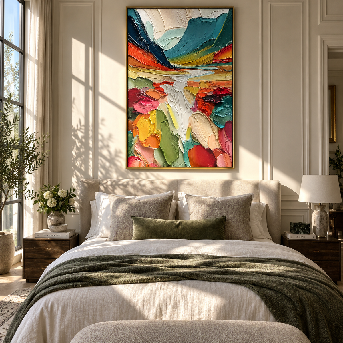Wild Color Valley textured wall art shown above contemporary furnishings