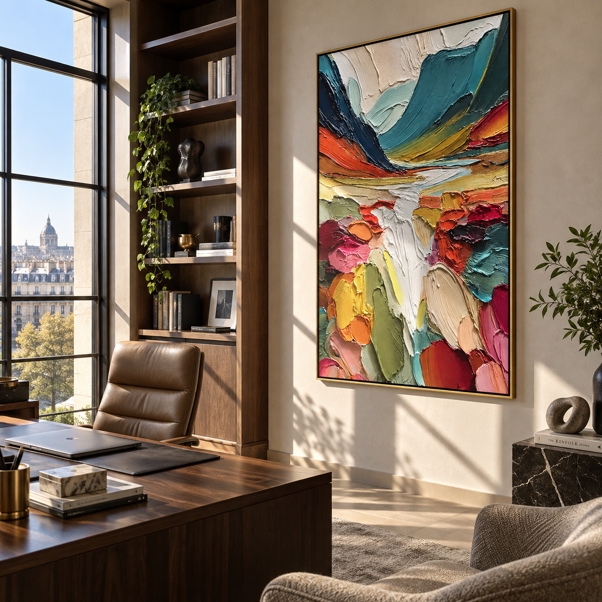 Wild Color Valley vertical painting styled as a refined focal point