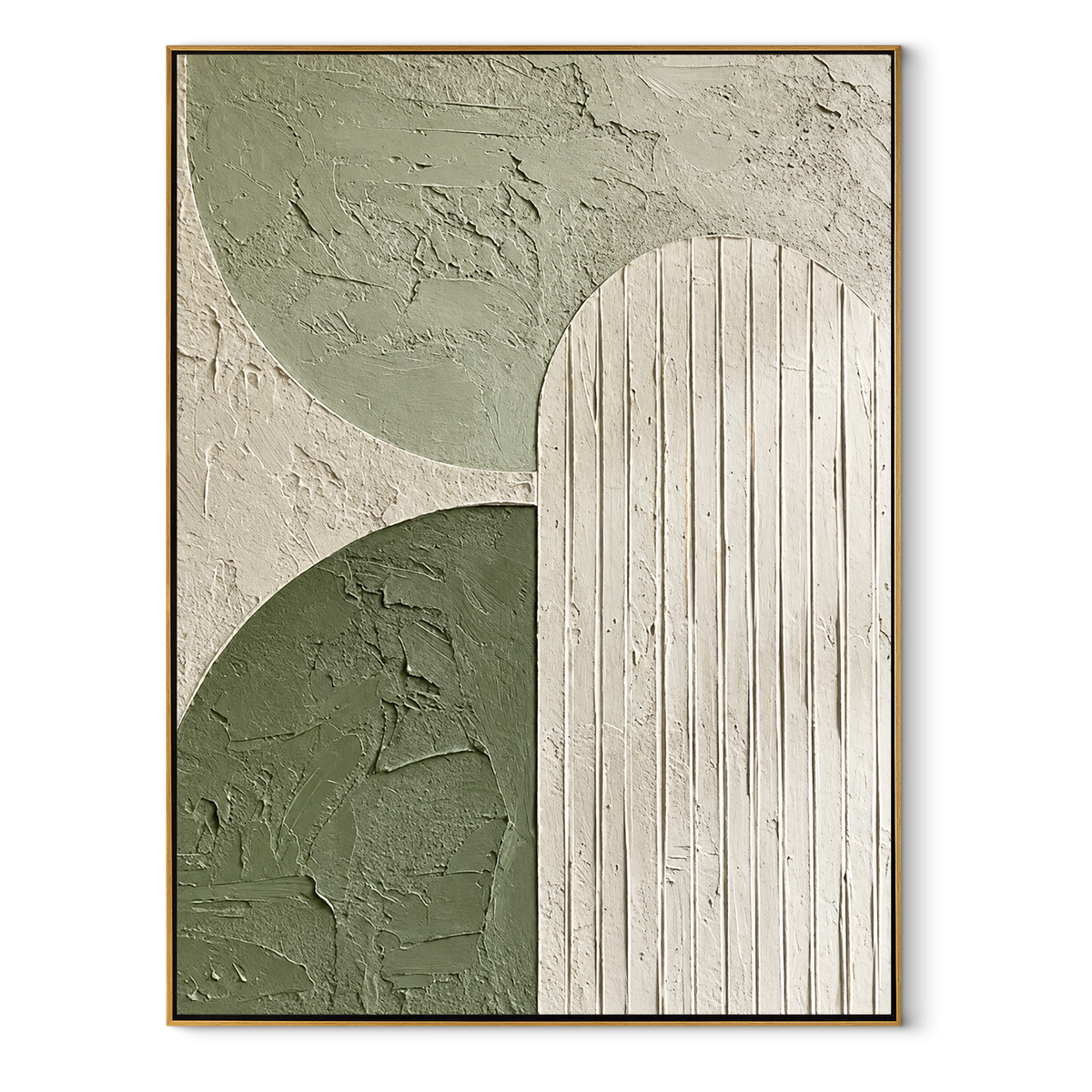 Arches Rest in Sage vertical canvas artwork in a wood frame on white