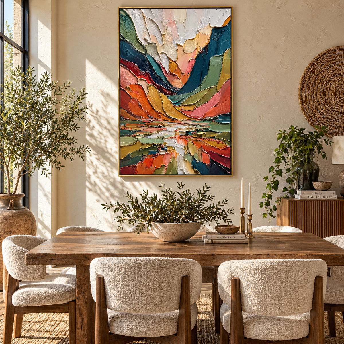 Valley Colors Rush textured wall art shown above contemporary furnishings