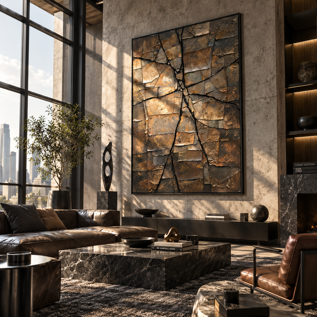Weathered Earth Mosaic presented in an alternate room setting