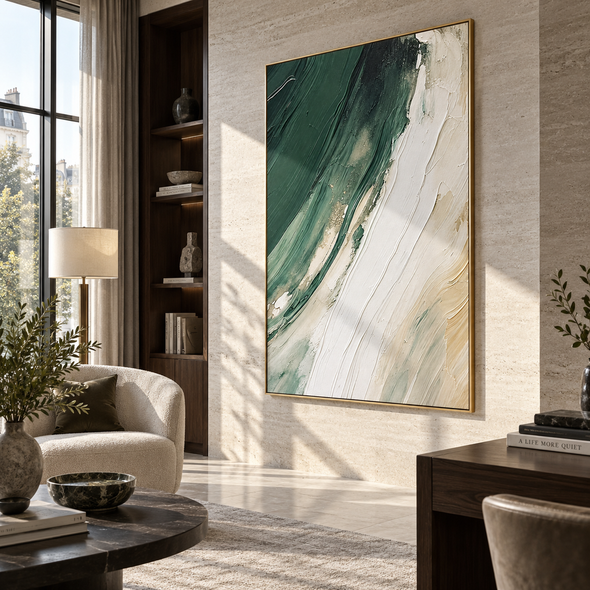 Emerald Tide Curves presented in an alternate room setting