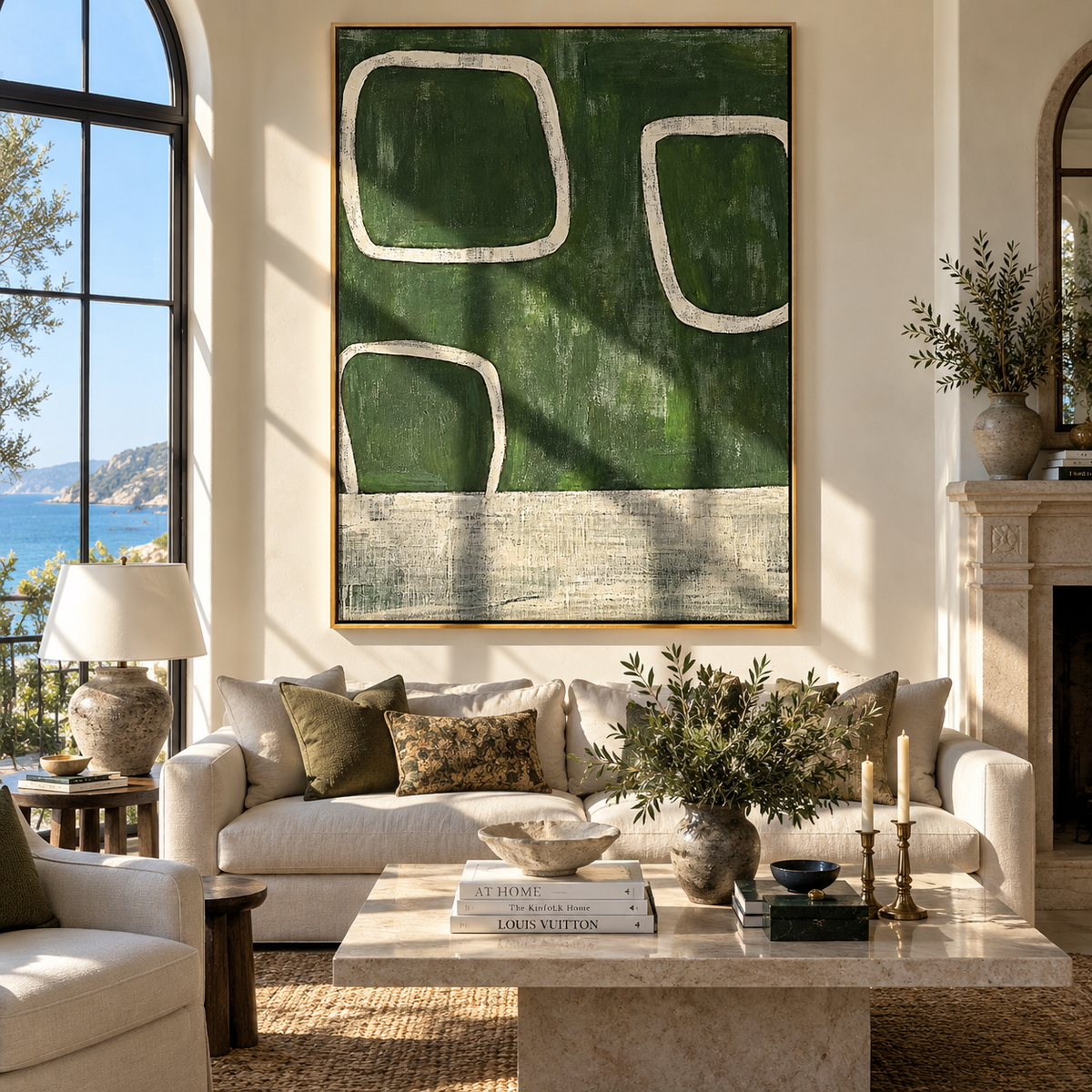 Green Rooms Stay Open displayed with natural materials and modern decor