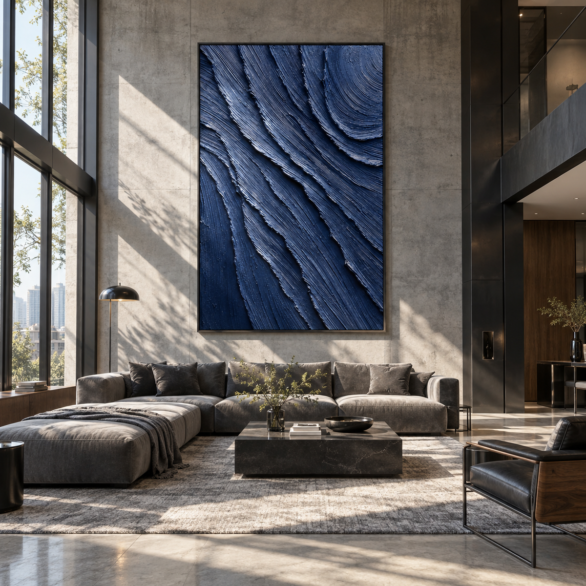 Midnight Currents Fold vertical painting styled as a refined focal point