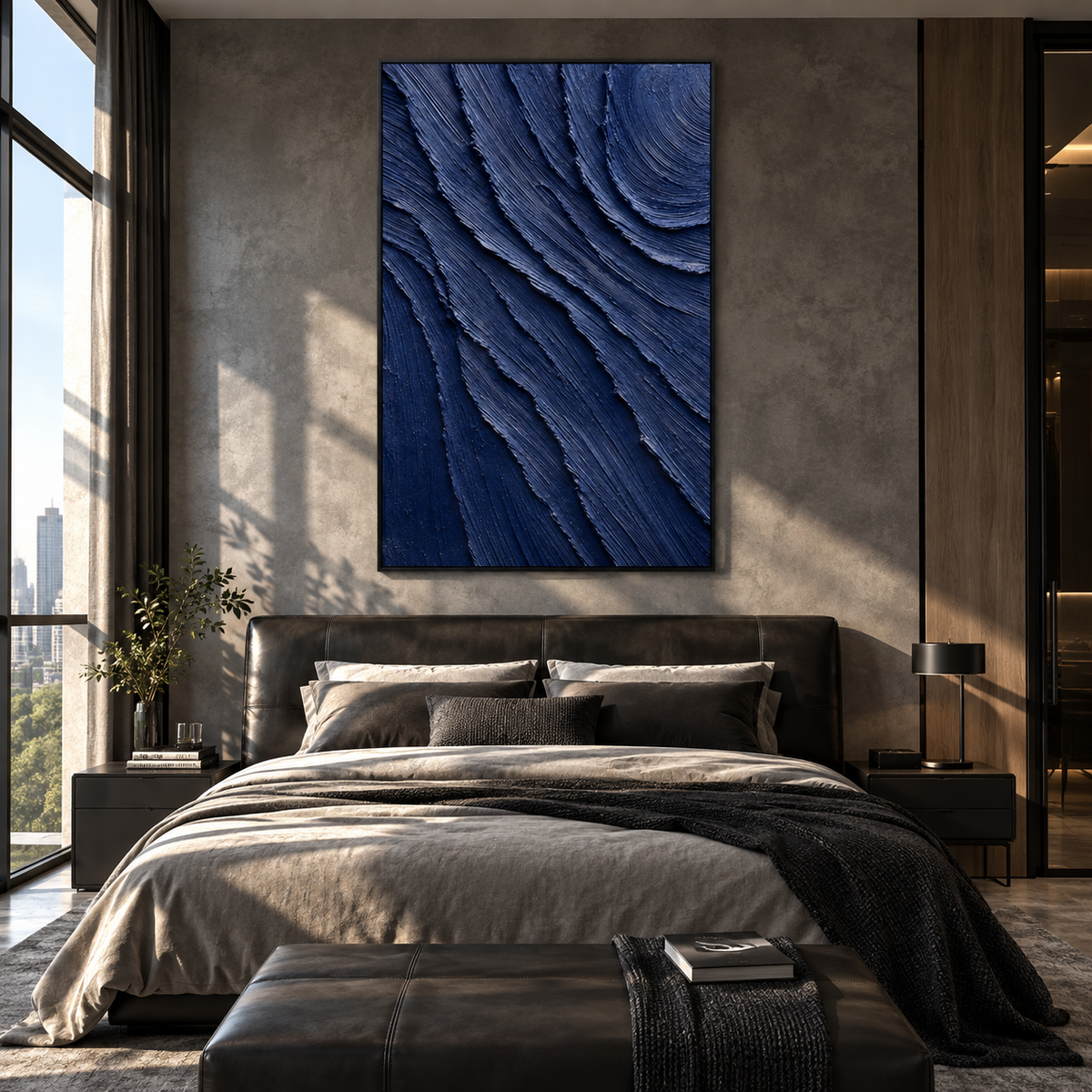 Midnight Currents Fold displayed with natural materials and modern decor