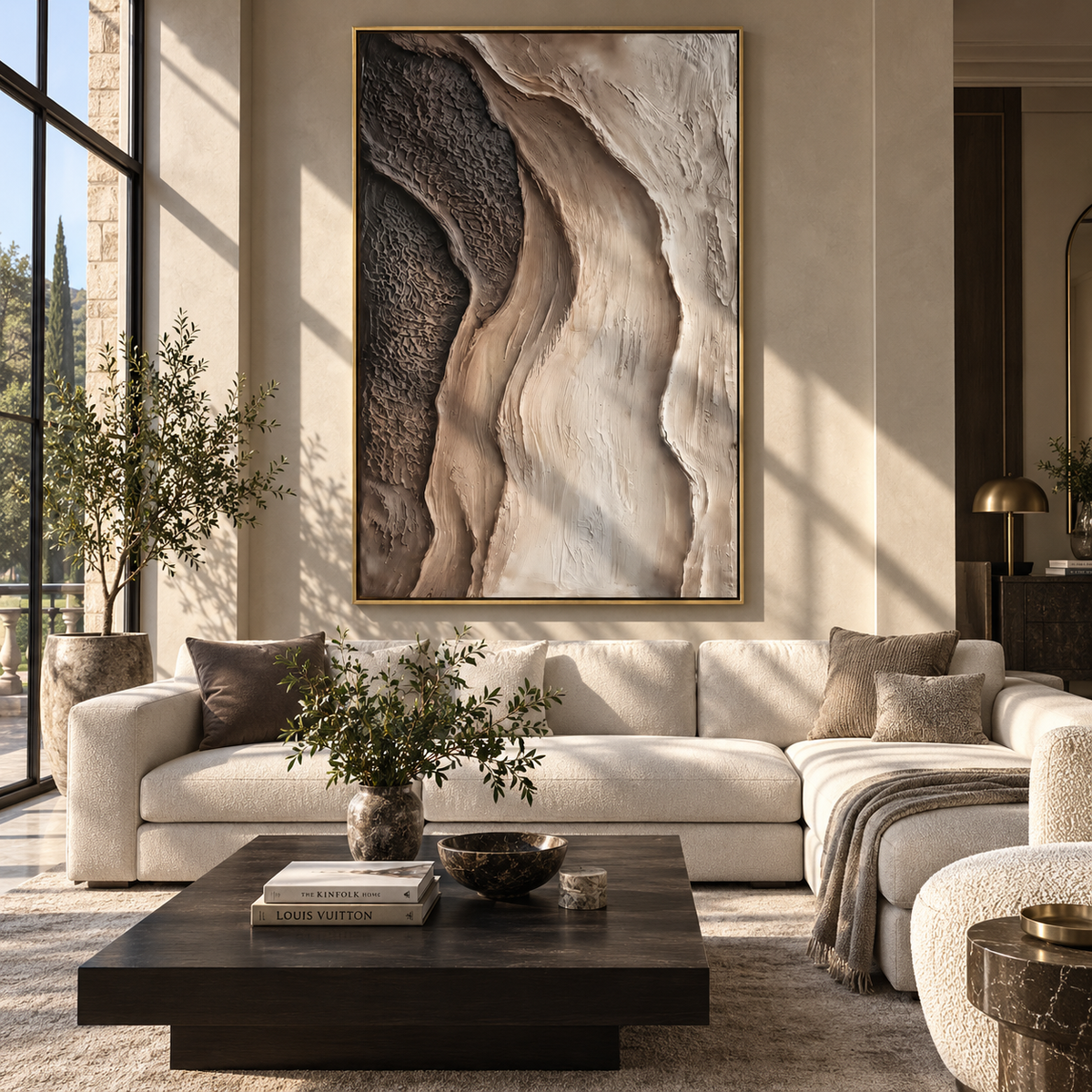 Stone Current Descends artwork shown with modern interior materials