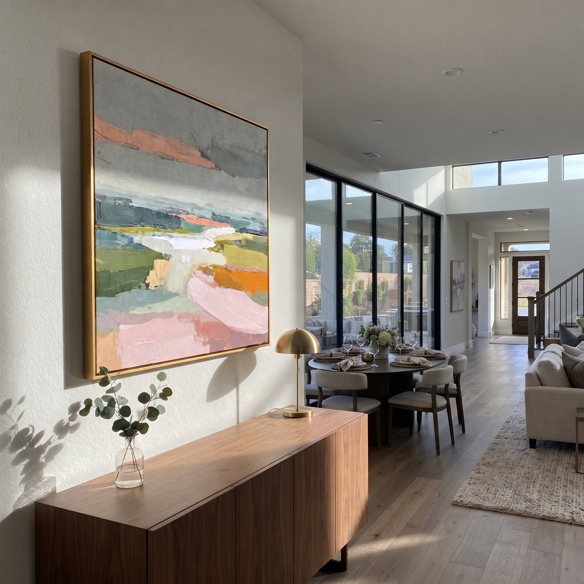 Fields Follow the River presented in an alternate styled interior