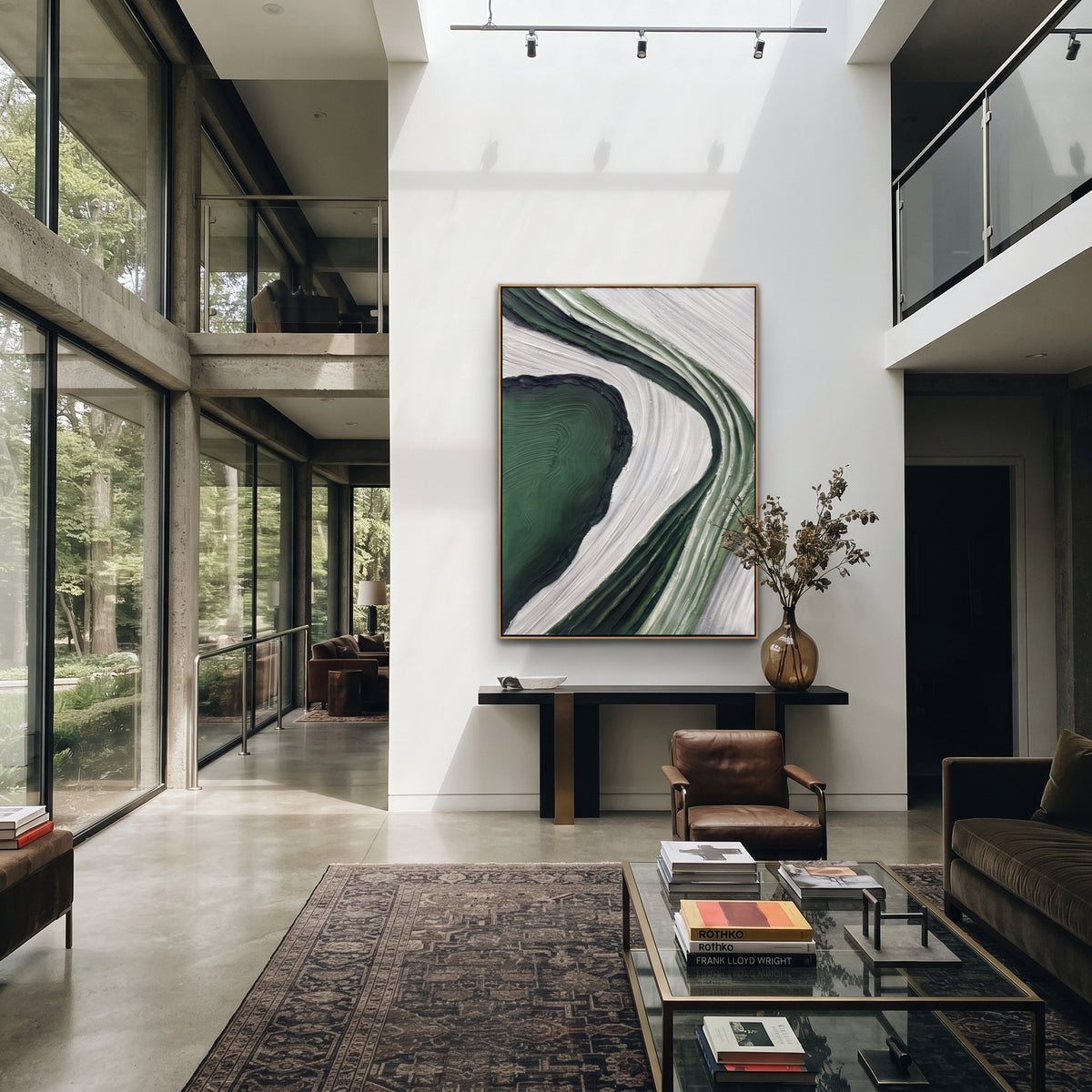 Emerald Current Opens artwork shown with modern interior materials