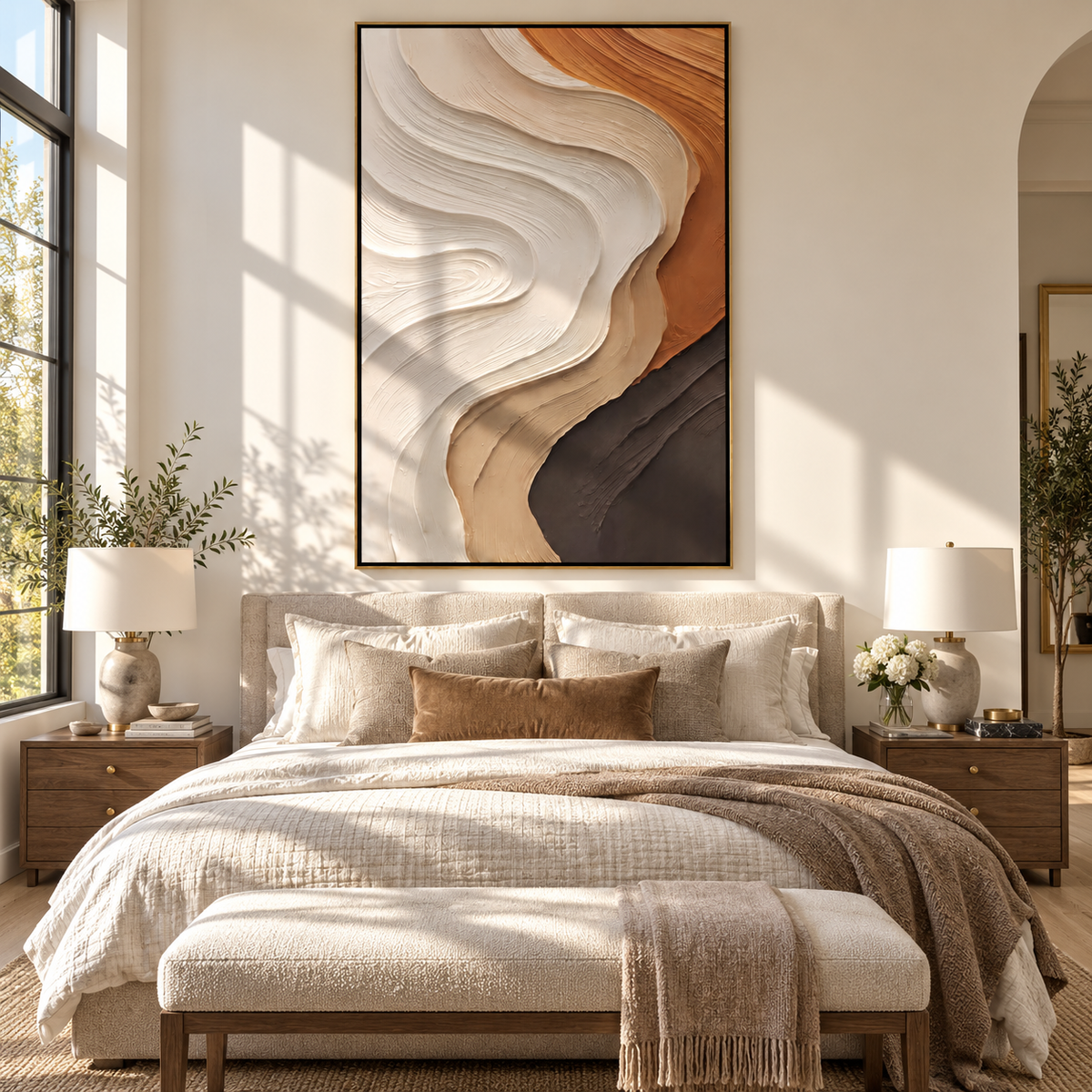 Sandstone Tides Descend artwork shown with modern interior materials