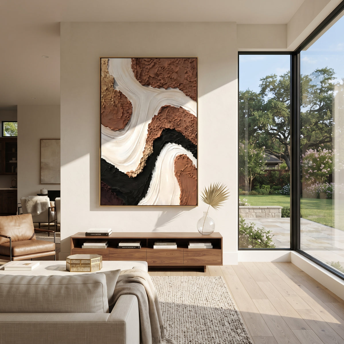 Ivory River Through Earth artwork shown with modern interior materials
