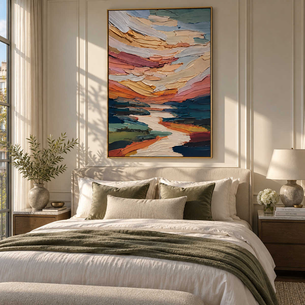 Painted Valleys Meet artwork shown with modern interior materials