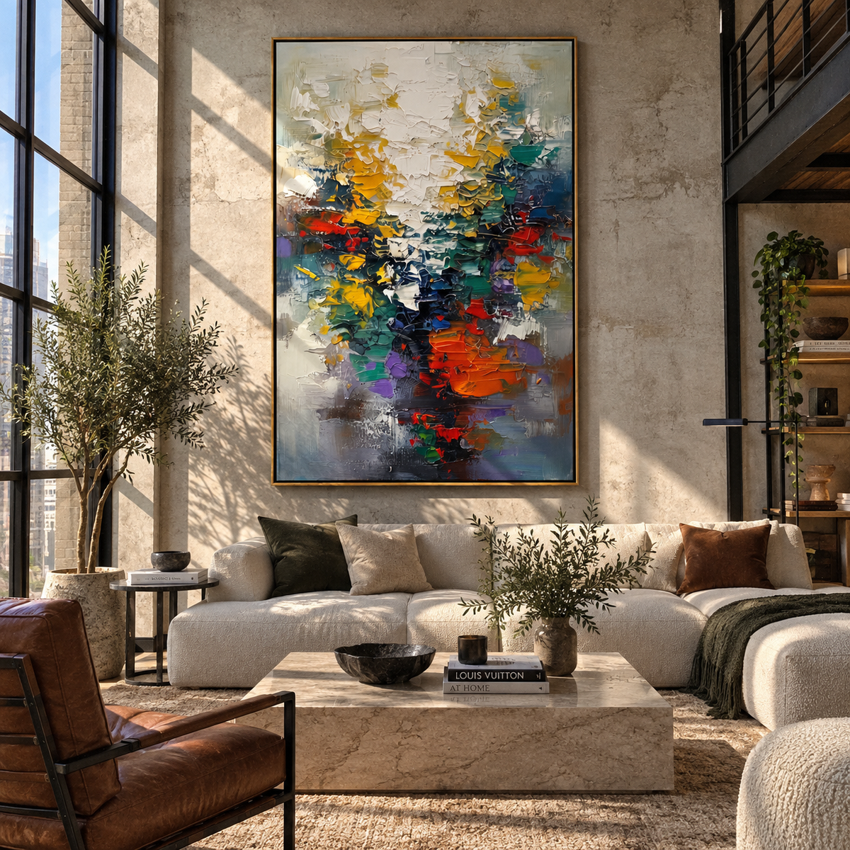 Reflections Across the Divide textured wall art shown in a contemporary room setting