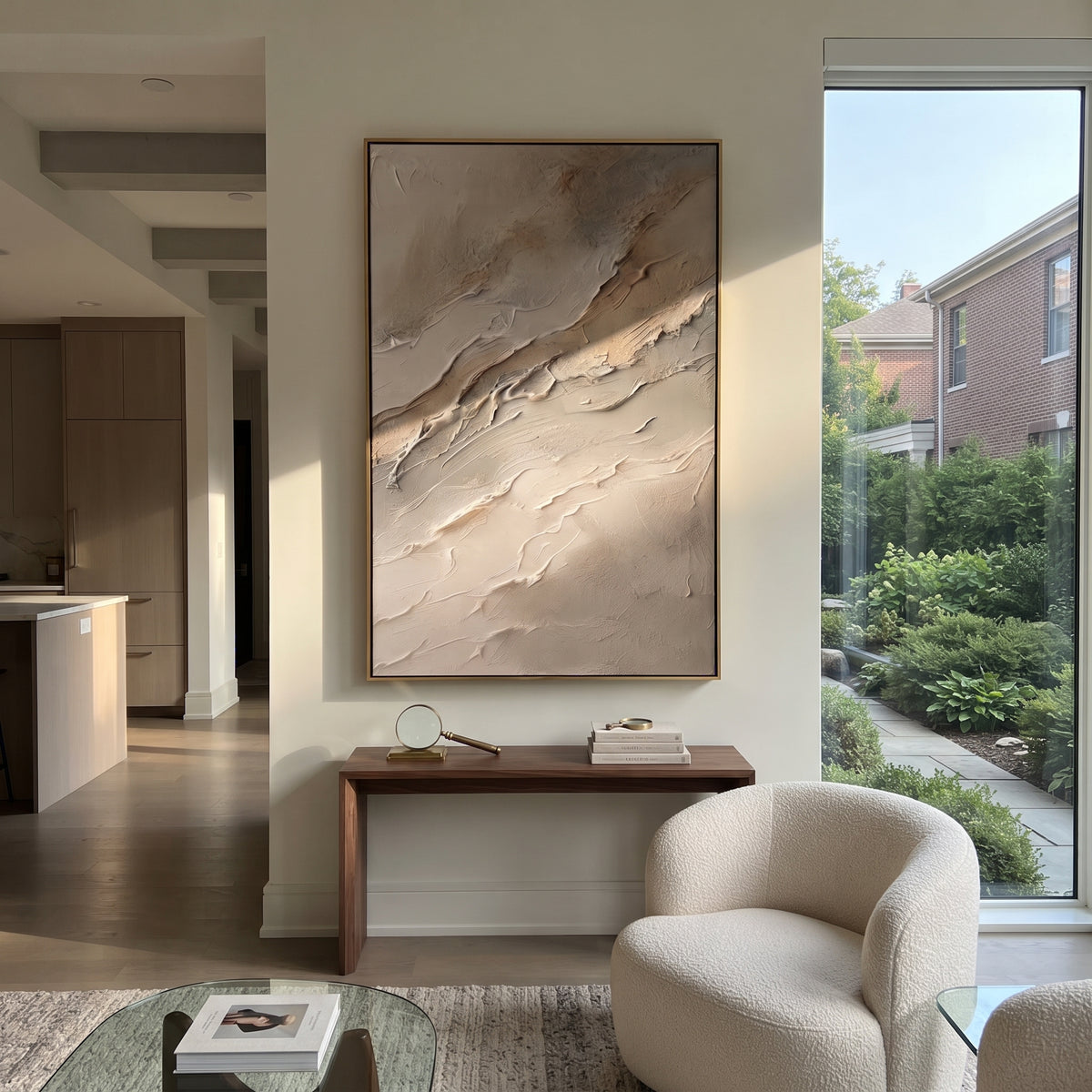 Pale Ridges Rise artwork shown with modern interior materials