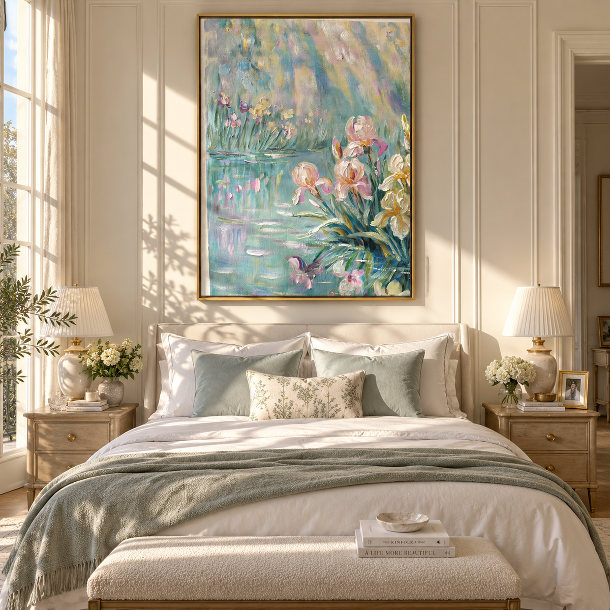 Irises at First Light presented in an alternate styled interior