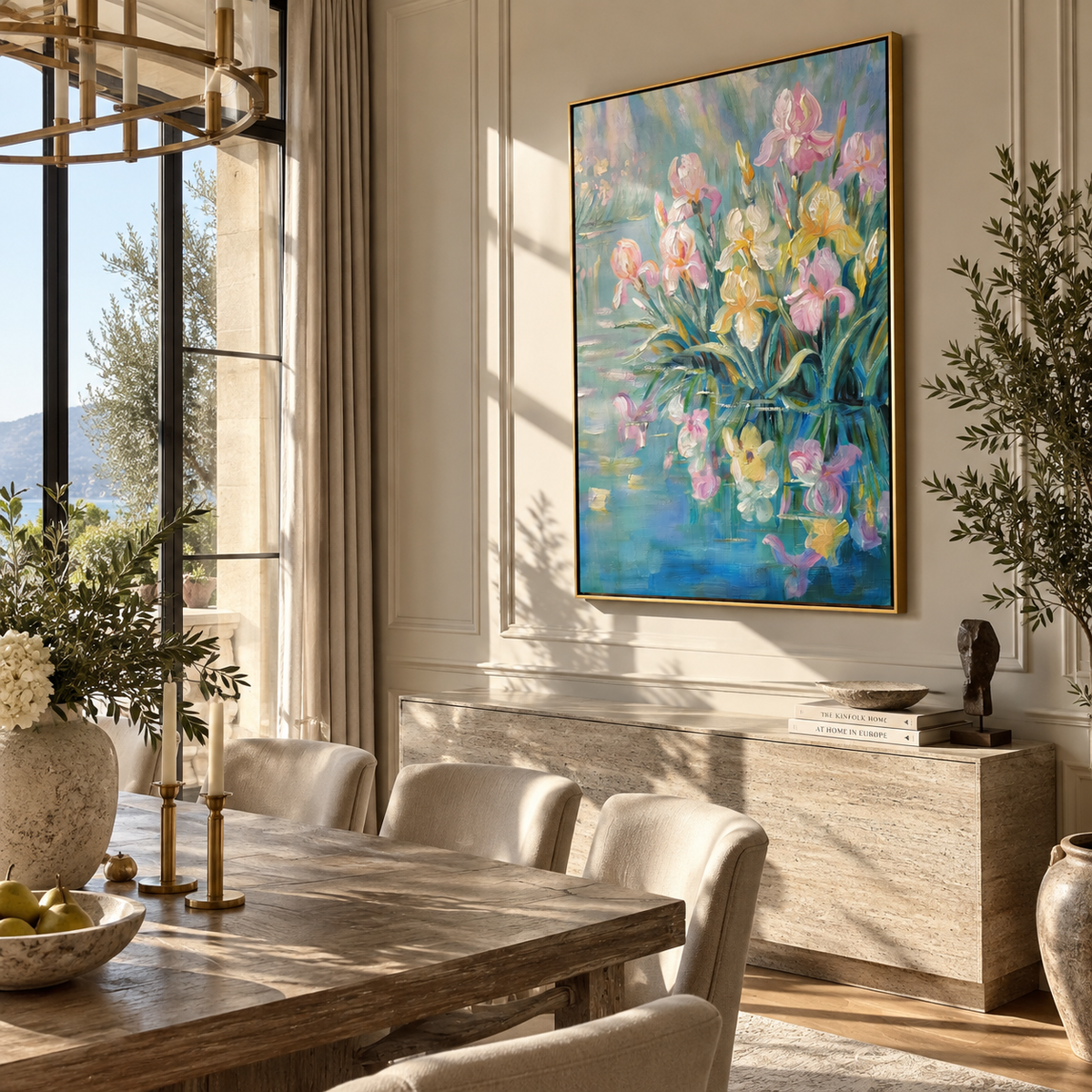 Iris Garden Awakens artwork shown with modern interior materials