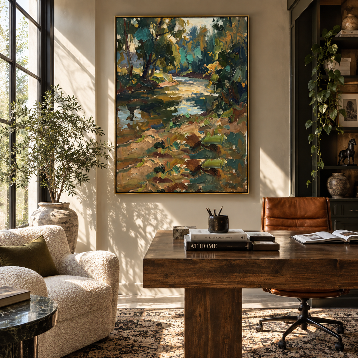 Creek Through Deep Green presented in an alternate styled interior