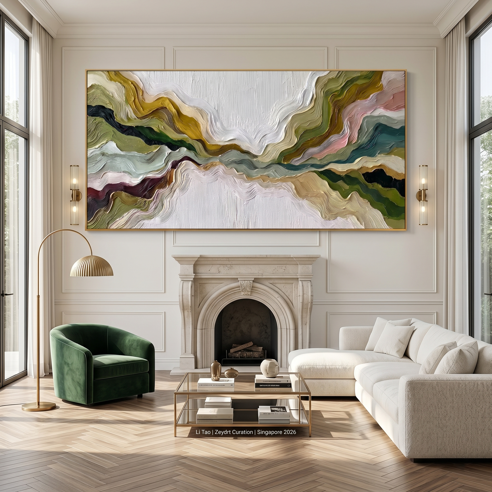 Mountain Rhythms – Heavy Texture Earth-Tone Abstract Painting | Modern Wabi-Sabi Large Living Room Art