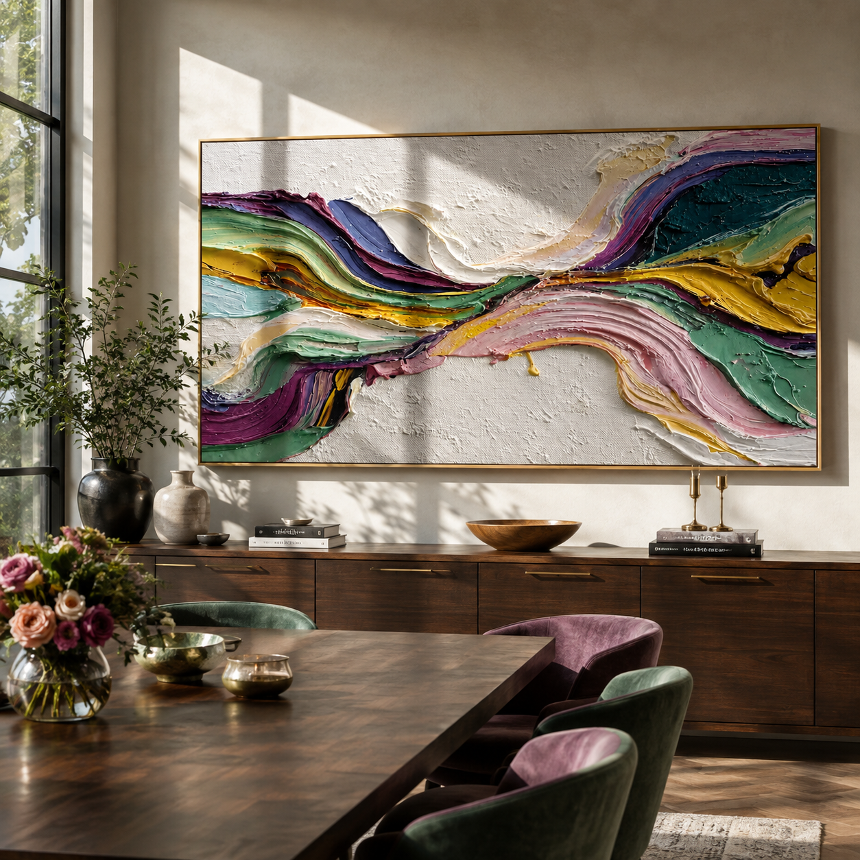 Currents Through Open Ground styled in a quiet reading nook with neutral furnishings