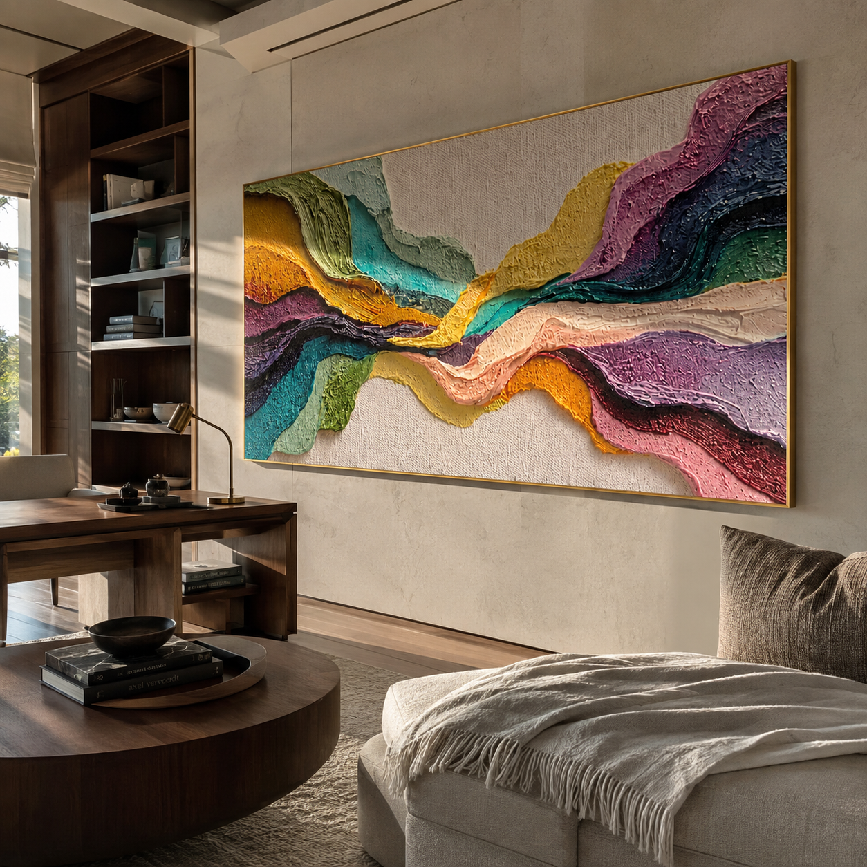 Tectonic Color Passage presented over an entryway console in a contemporary home