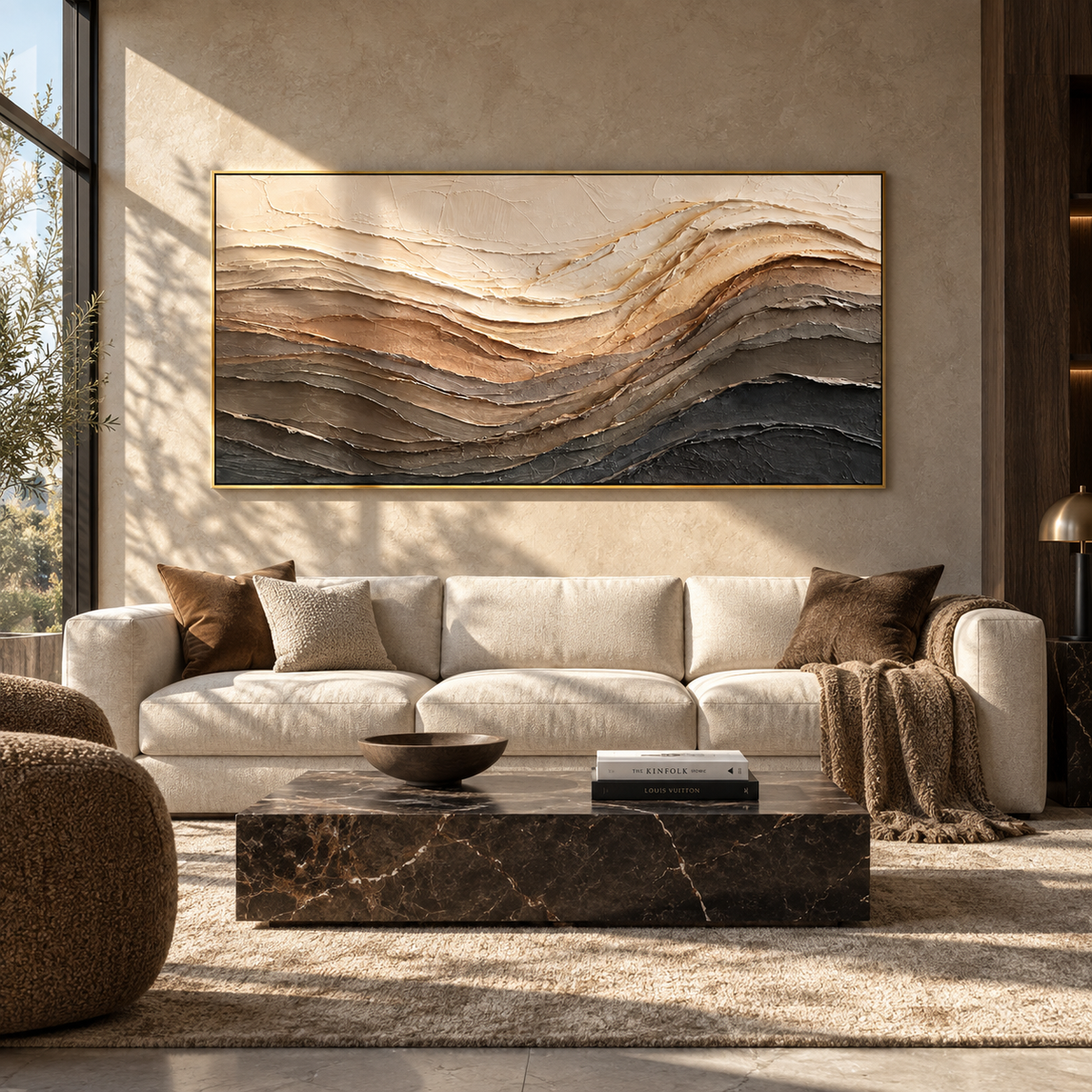 Earth Layers Rise wide painting styled as a refined focal point