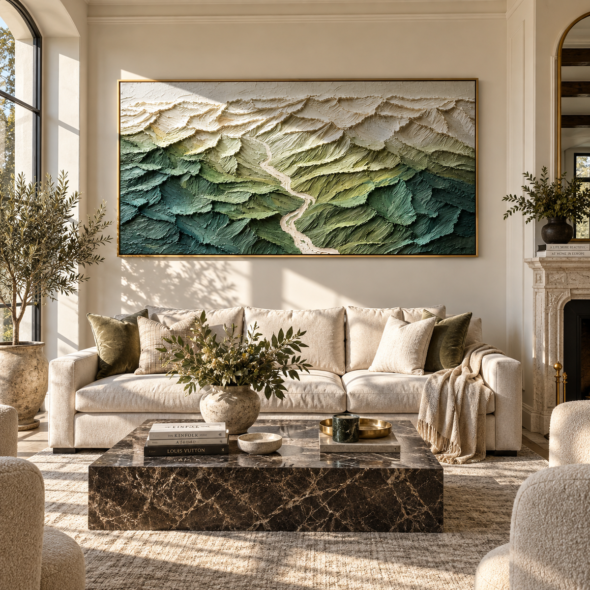 Forest Ridges From Above wide painting styled as a refined focal point