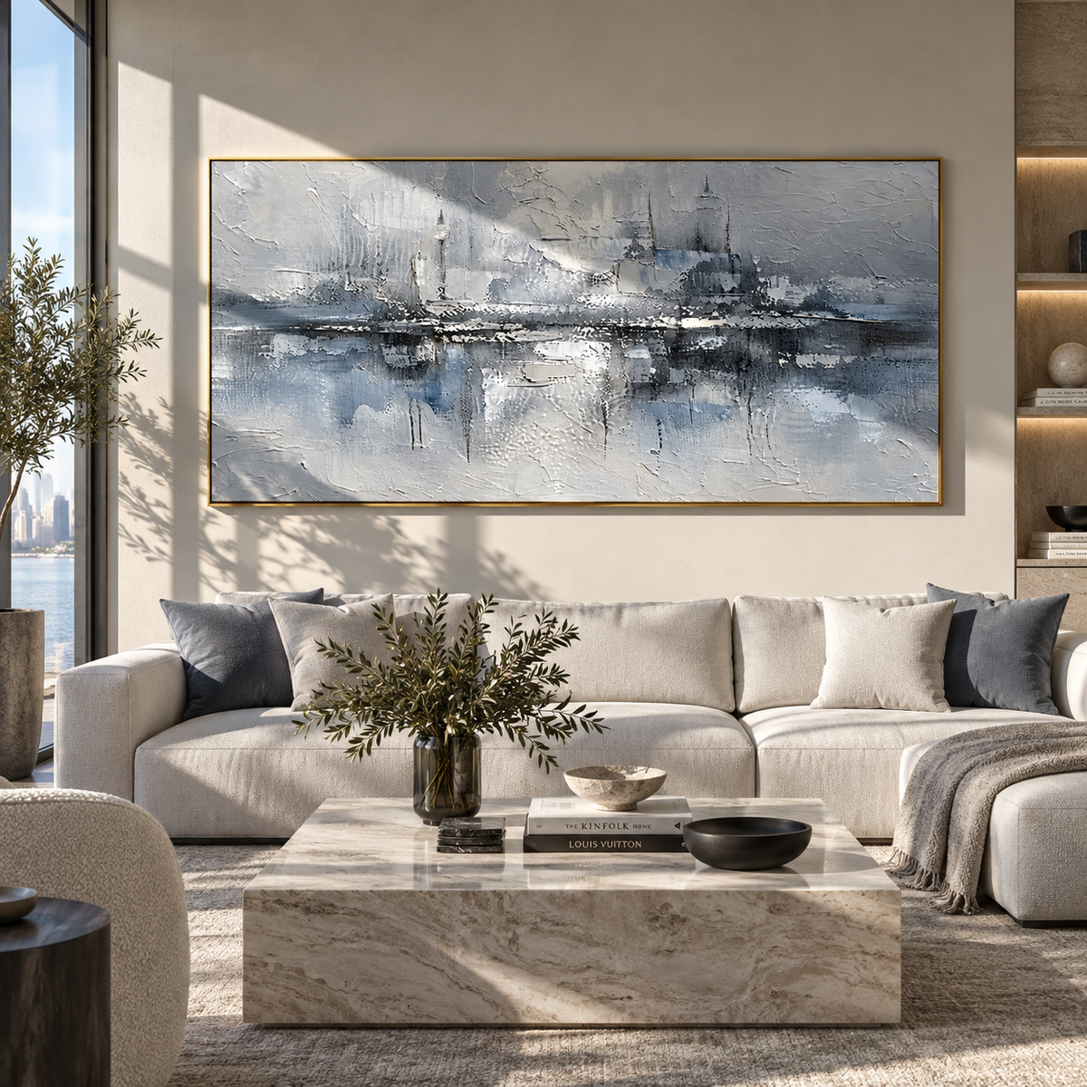 Harbor Forms in Mist presented in an alternate room setting