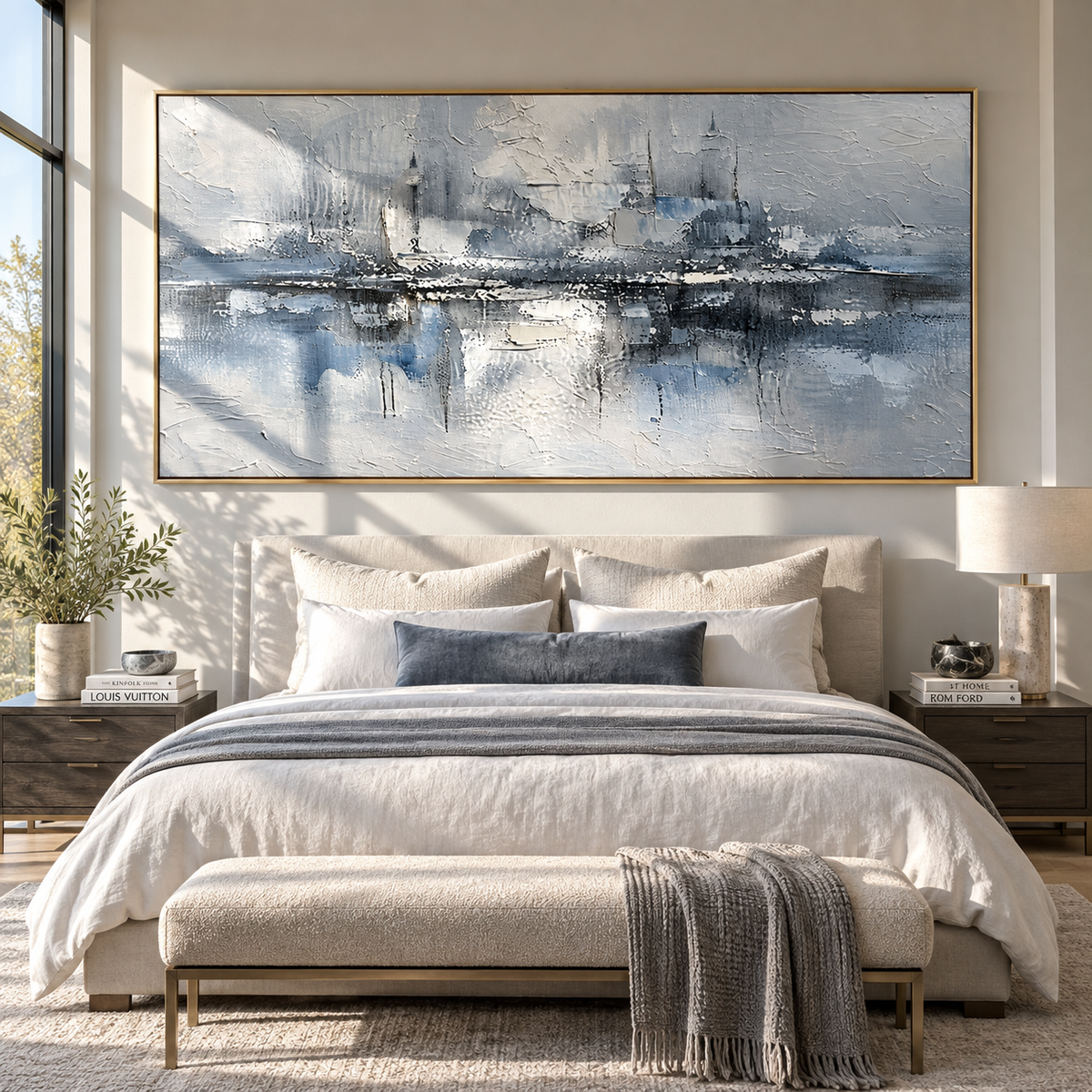 Harbor Forms in Mist displayed with natural materials and modern decor