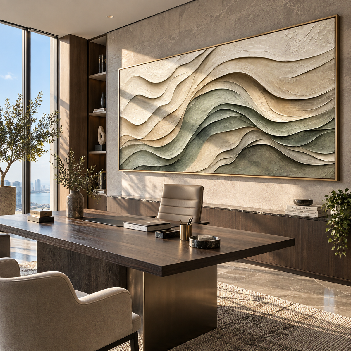 Sage Contours Fold presented in an alternate room setting