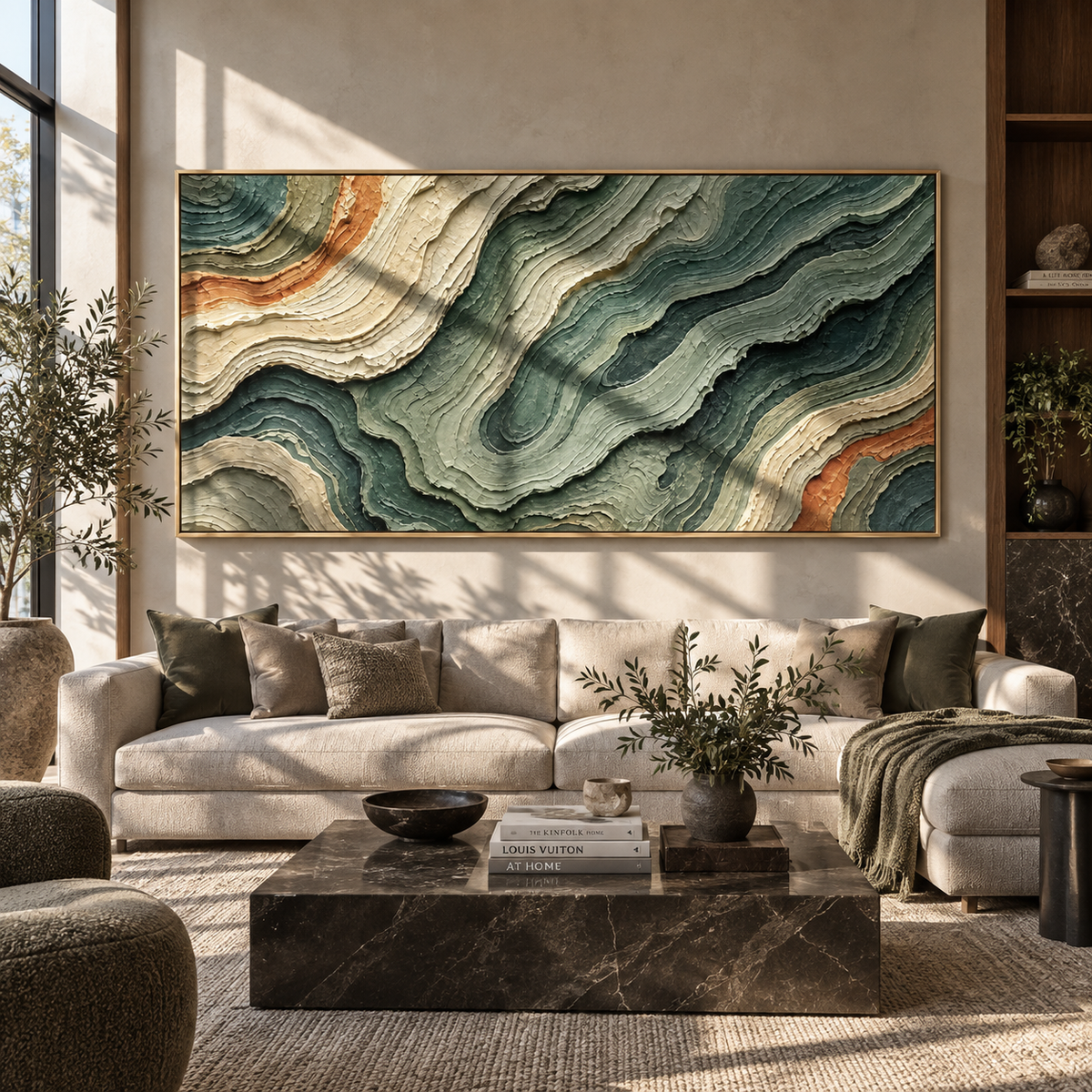 Forest Strata Drift displayed with natural materials and modern decor