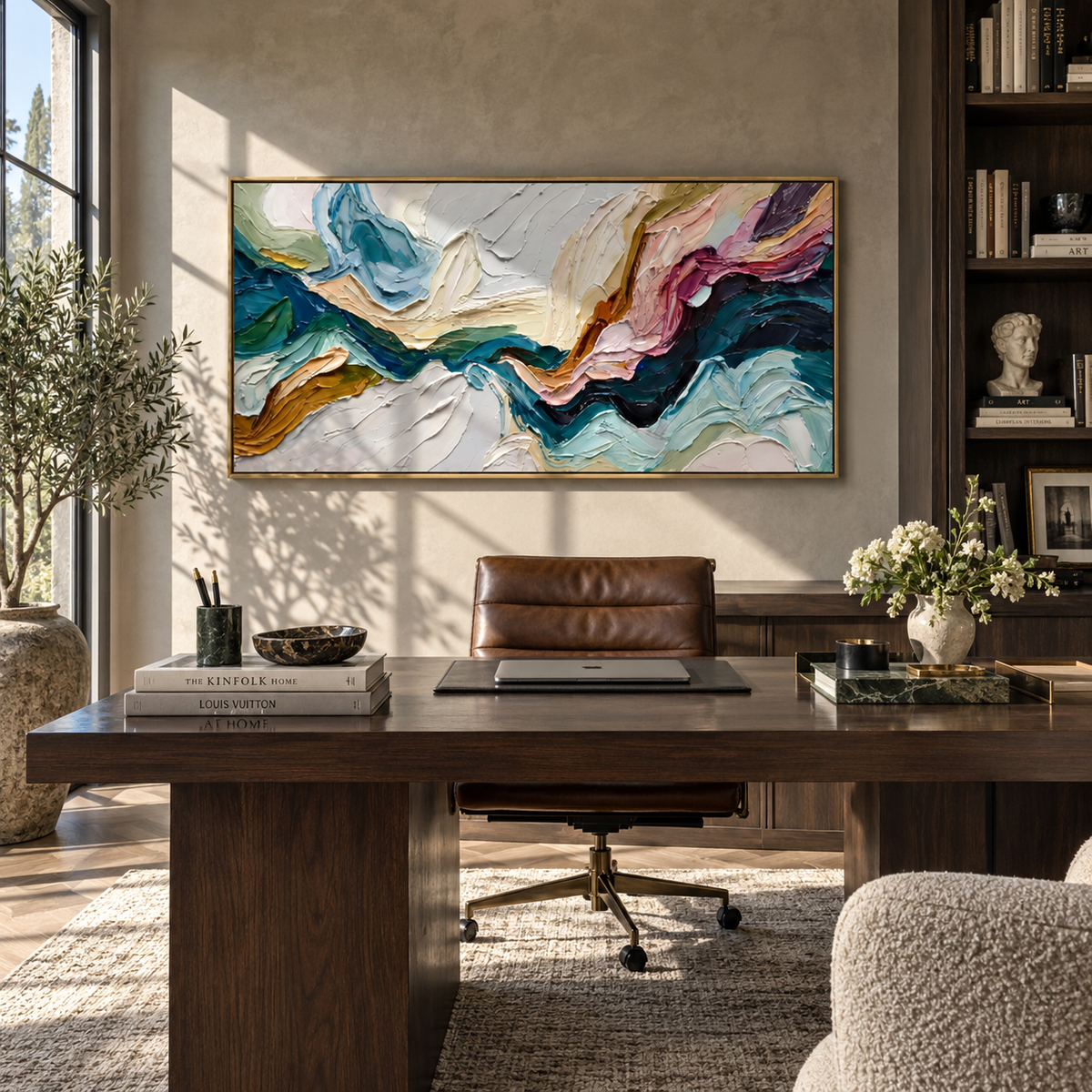Color Cliffs Gather Light wide painting styled as a refined focal point