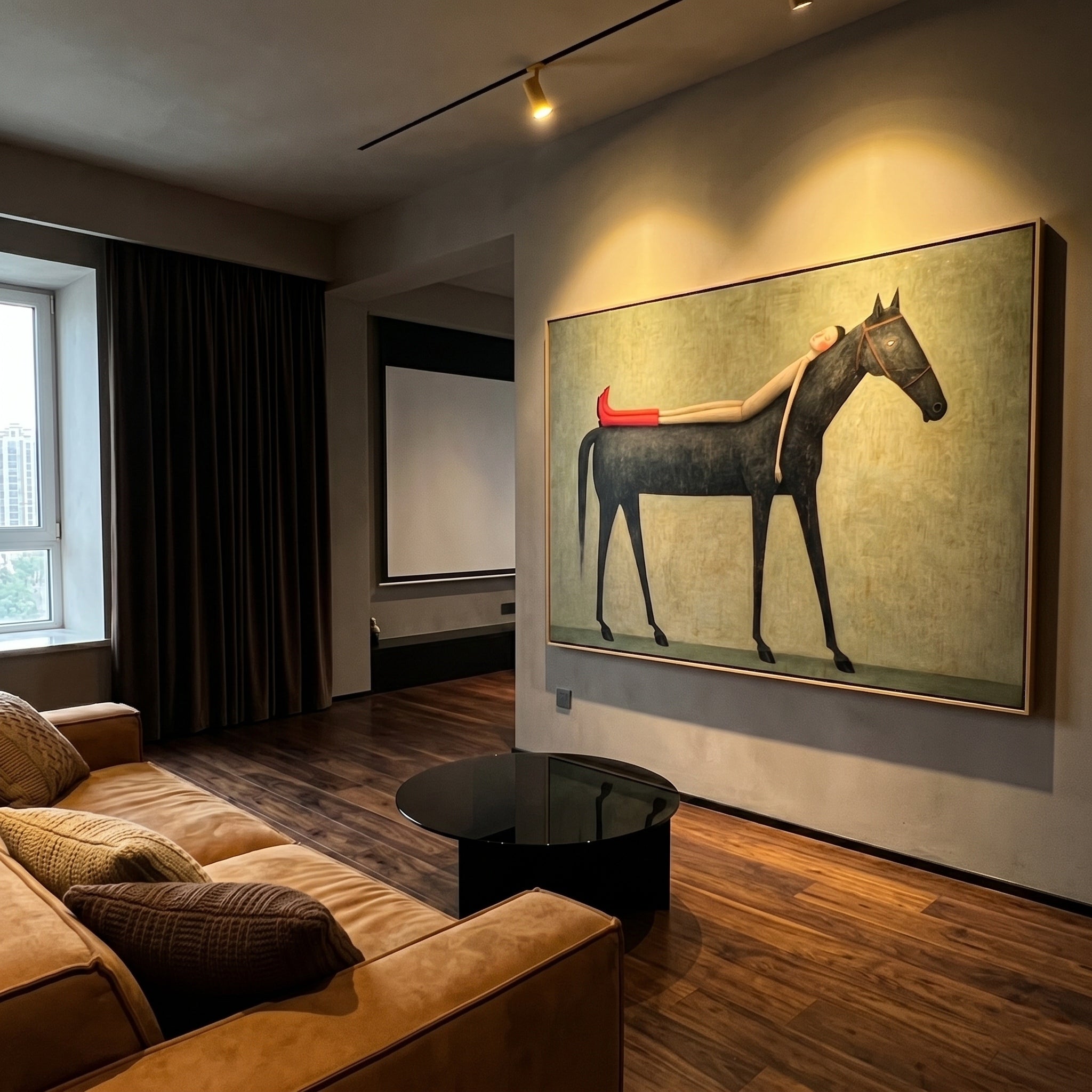 Dreamy Companion – Modern Whimsical Canvas Art | Minimalist Surrealism Living Room Art