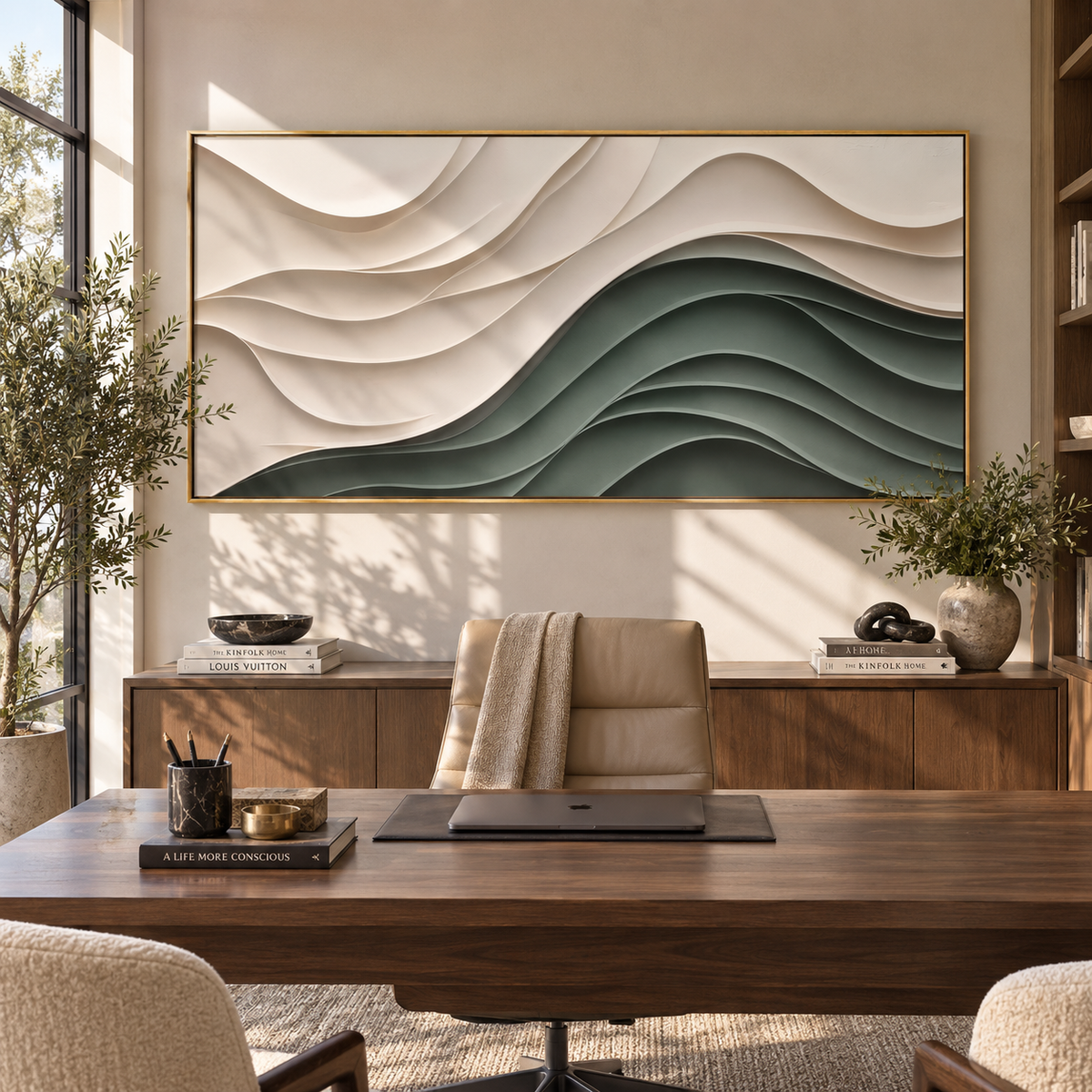 Pale Dunes in Shadow presented in an alternate styled interior