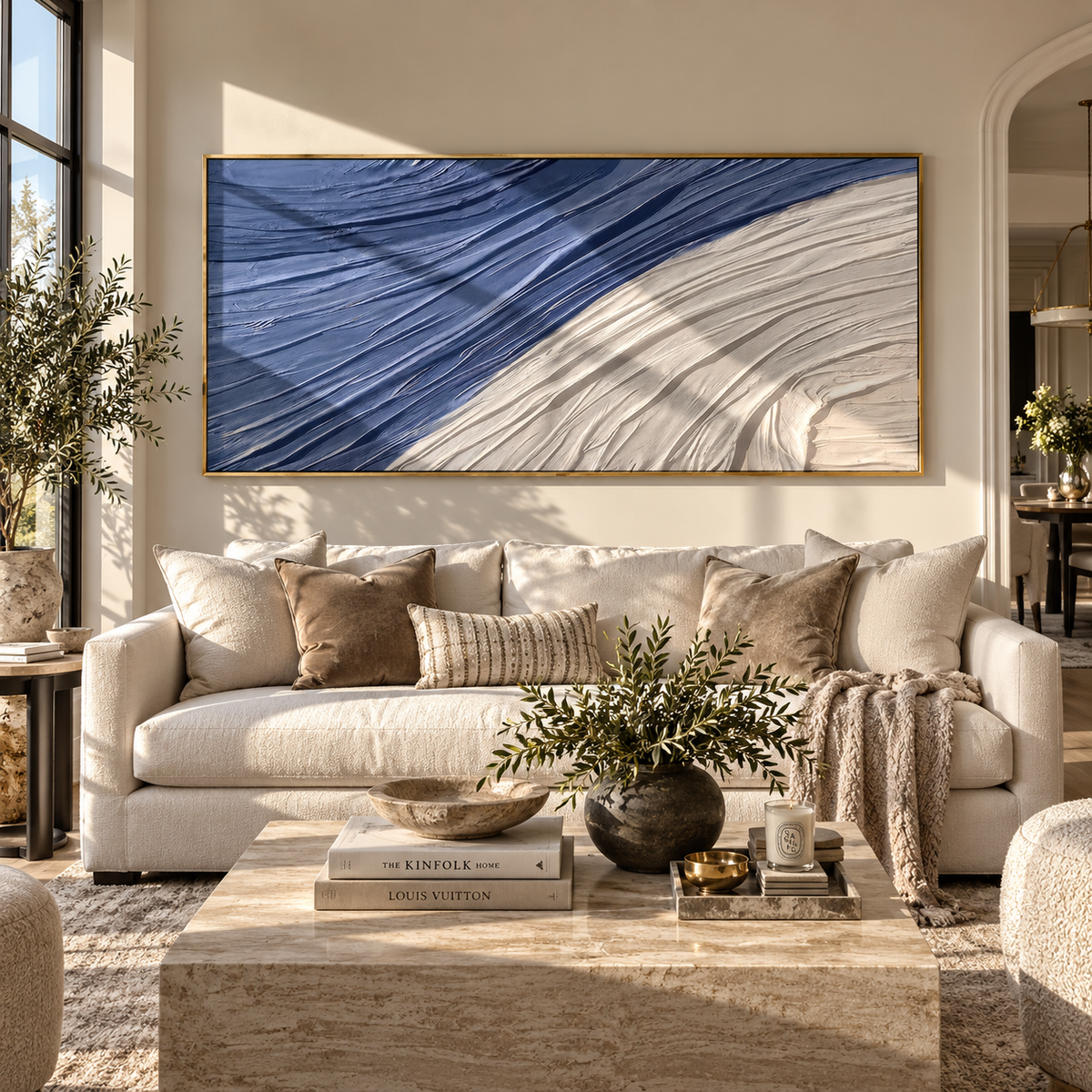 Blue Ridges Sweep East horizontal painting displayed as a room focal point