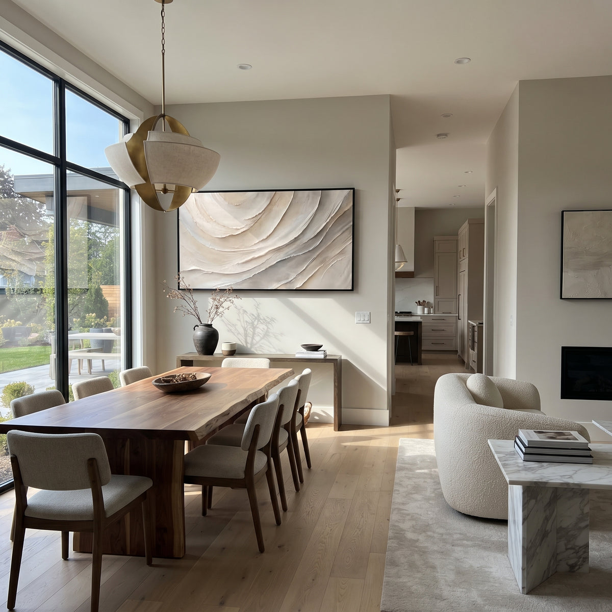 Ivory Tides Gather artwork shown with modern interior materials