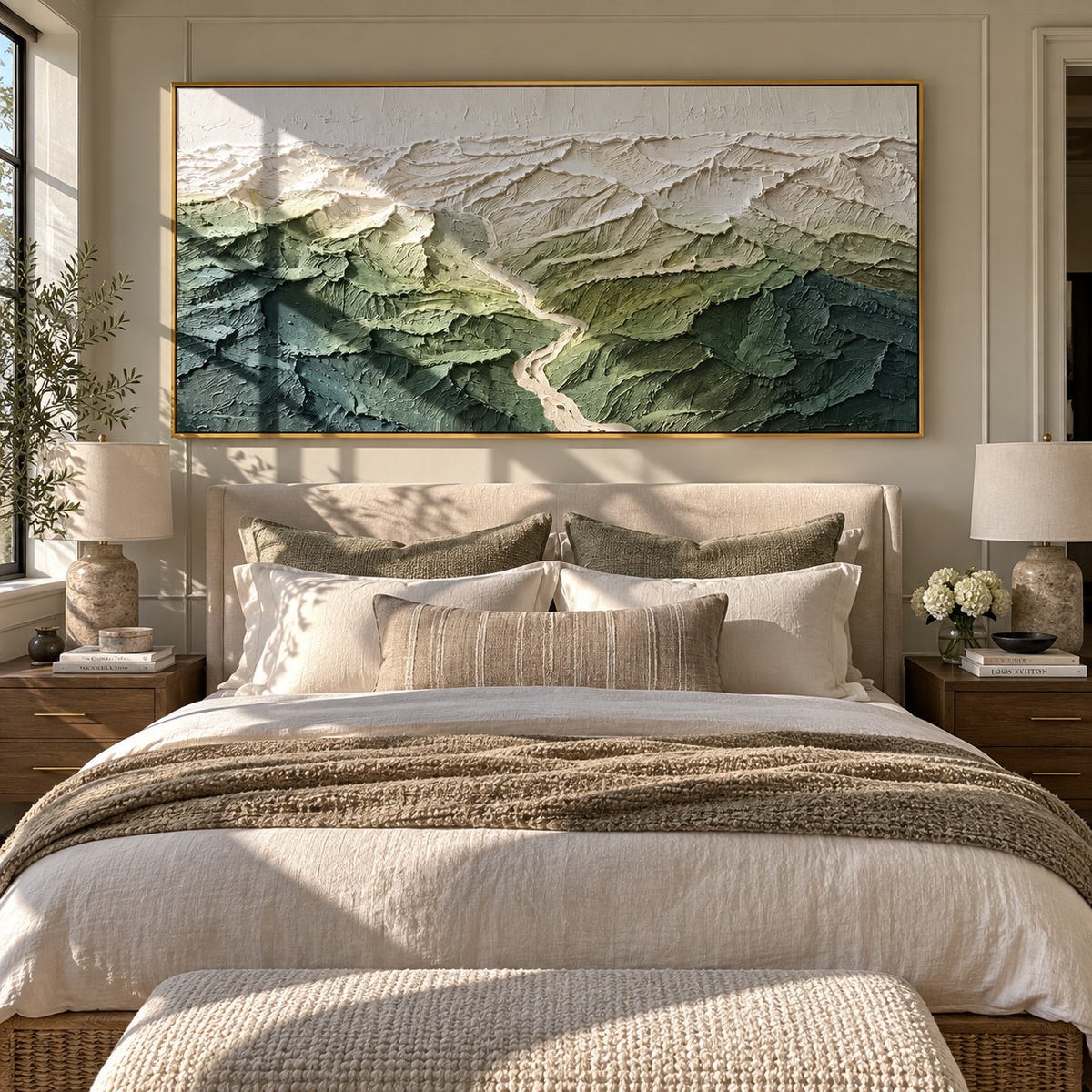 Valley Carved in Green presented in an alternate styled interior