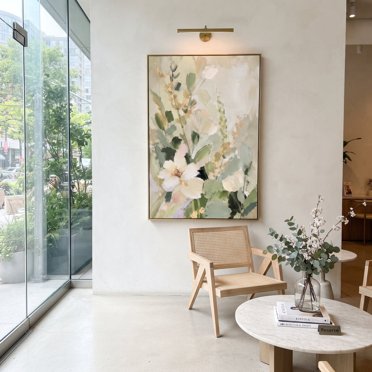 Garden Light Climbs painting presented in an alternate room setting