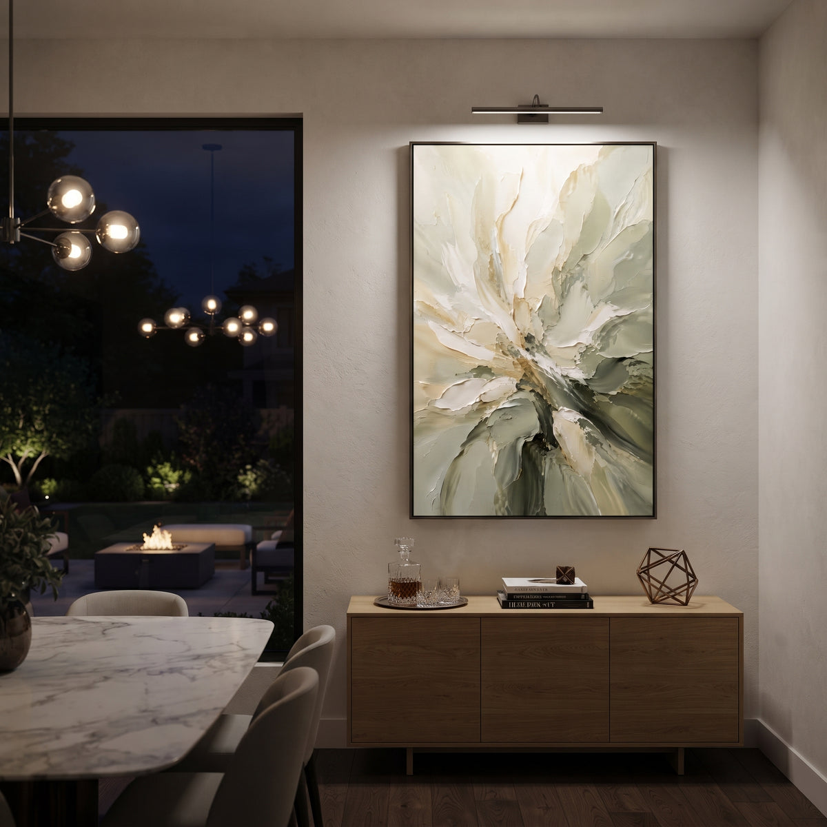 Ivory Flower Turns displayed with natural materials and quiet decor