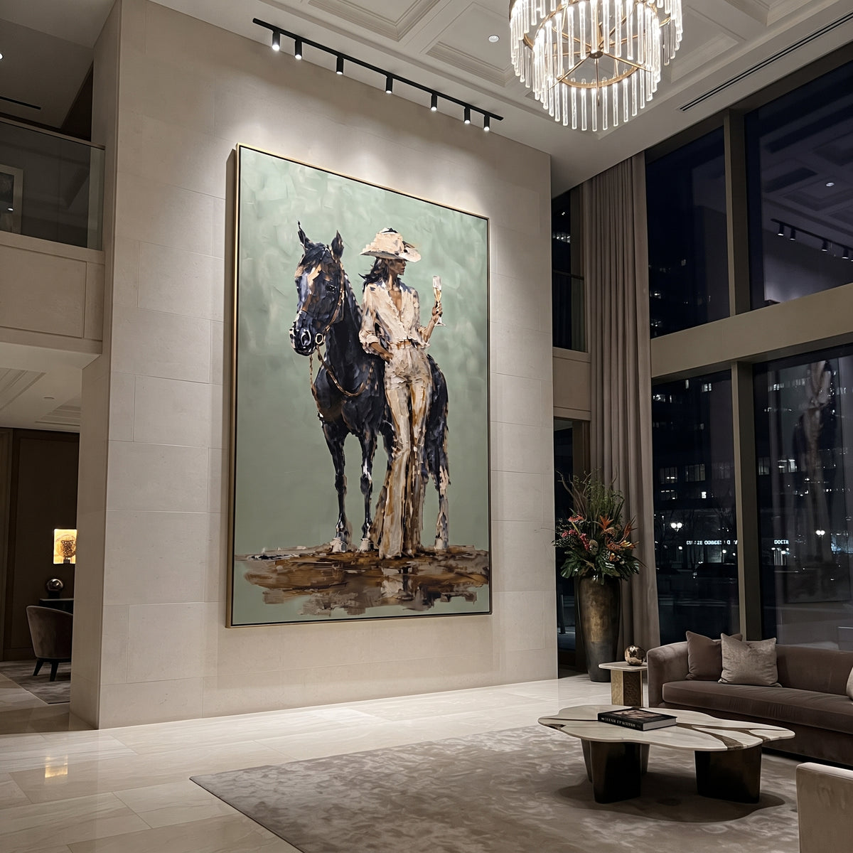 Sage Rider Stands Tall artwork styled as a refined interior focal point