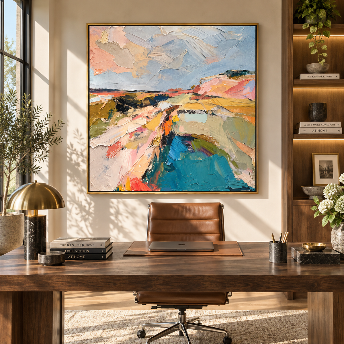 Color Roads to Water displayed with natural materials and modern decor