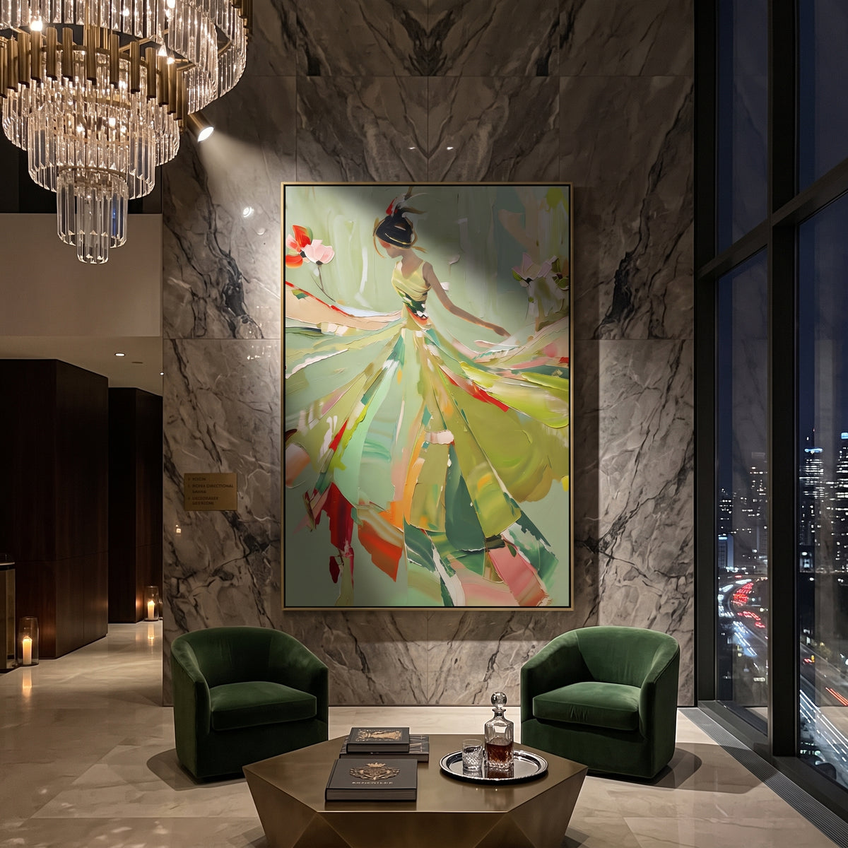Sage Dress Finds Rhythm artwork styled as a refined interior focal point