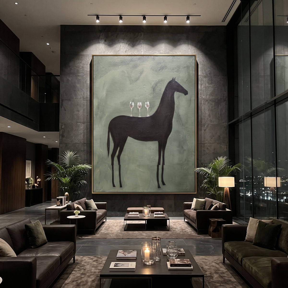 Black Horse Carries Toast artwork styled as a refined interior focal point