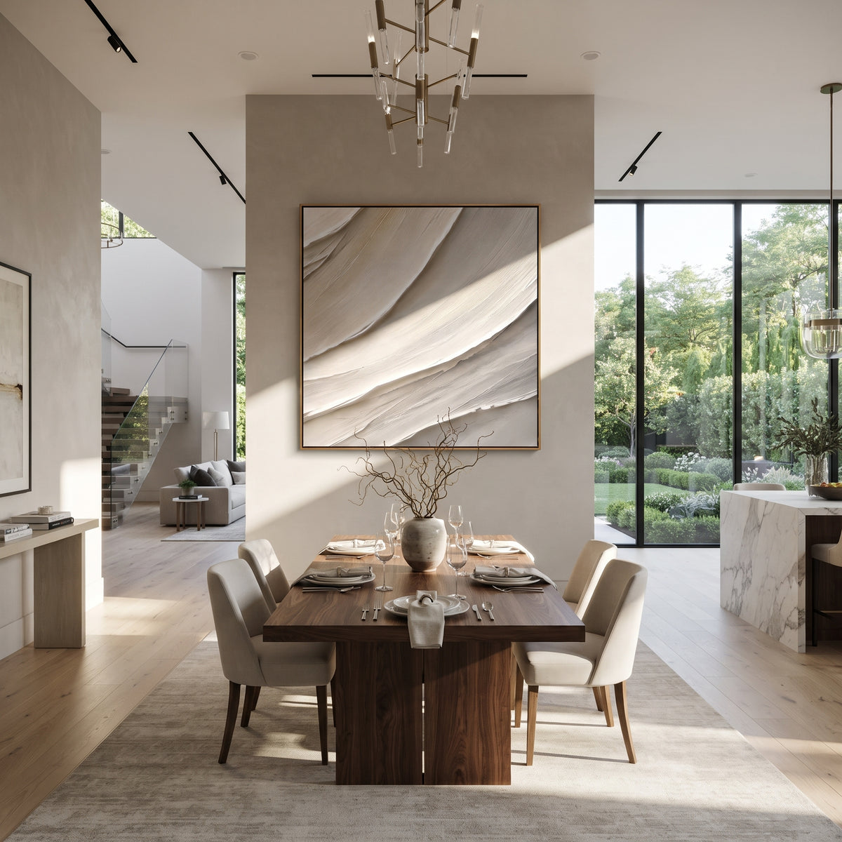 Ivory Folds Ascending presented in an alternate styled interior