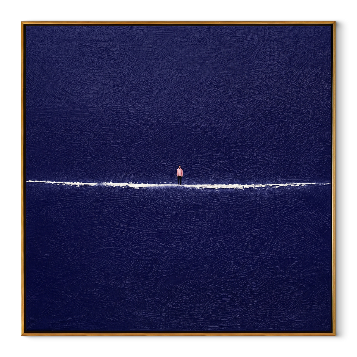 One Light at Midnight square canvas artwork in a wood frame on a white background