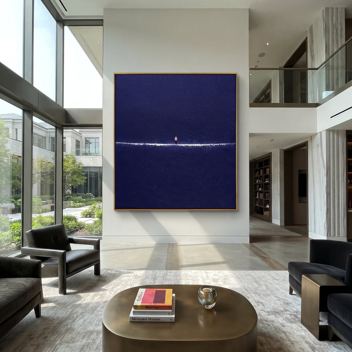 One Light at Midnight square painting displayed as a room focal point