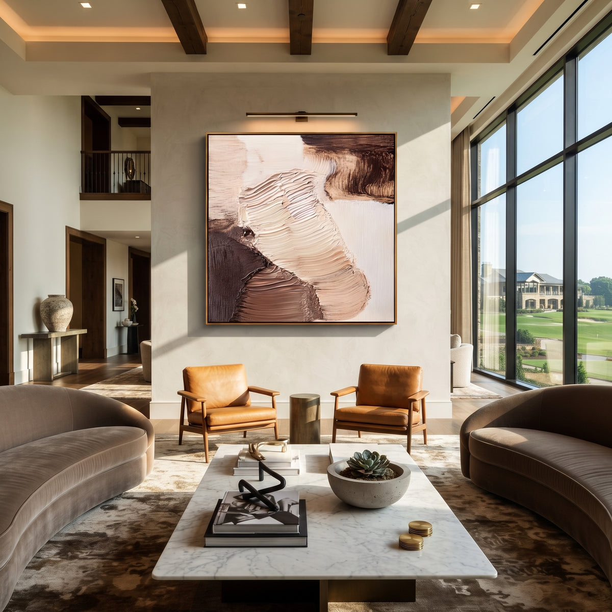 Cocoa Currents Meet square painting displayed as a room focal point